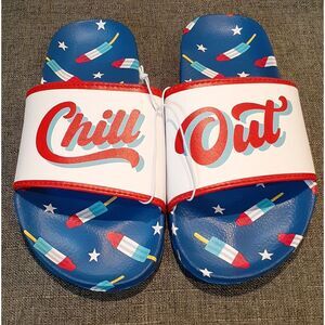 Womens Chill Out Slides Size‎ S 5/6 Patriotic Sandals